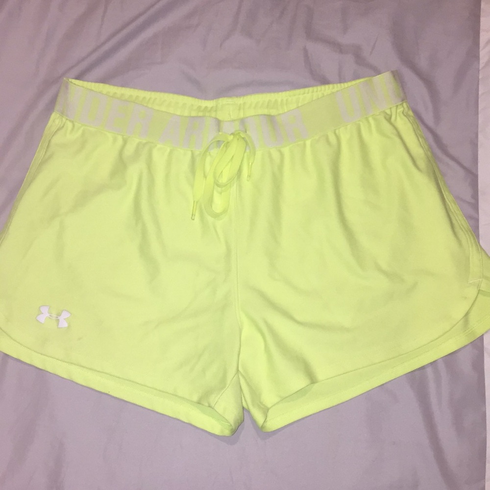 Bright yellow under armour shorts